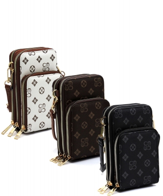 6 Pieces Monogrammed Crossbody Bag Cell Phone Purse CS081